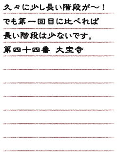 久々に少し長い階段が〜!でも第一回目に比べれば長い階段は少ないです。第四十四番 大宝寺