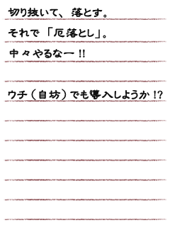 切り抜いて、落とす。それで「厄落とし」。中々やるなー！！ウチ（自坊）でも導入しようか！？