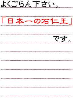 「よくごらん下さい。日本一の石仁王」です。