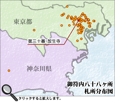 御府内八十八ヶ所 札所分布図